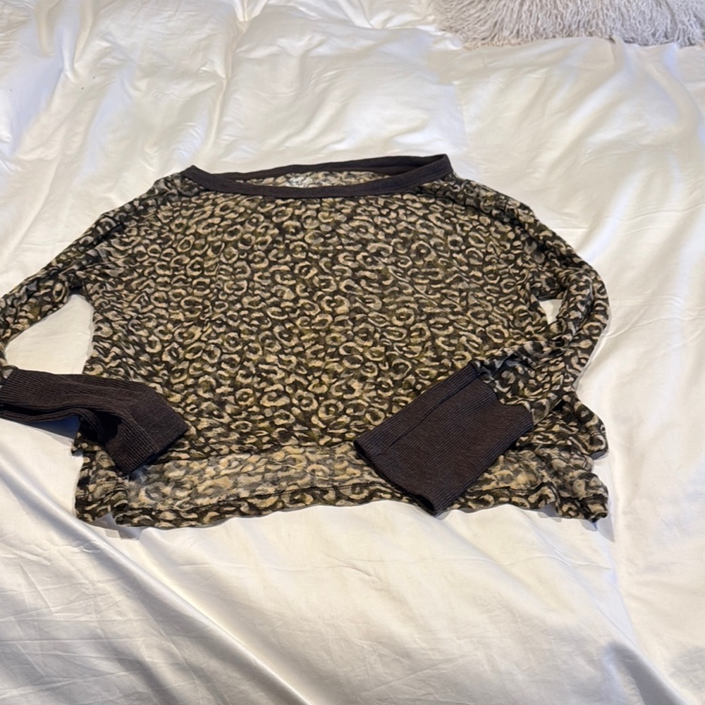 Pilcro Animal Print Sheer Top